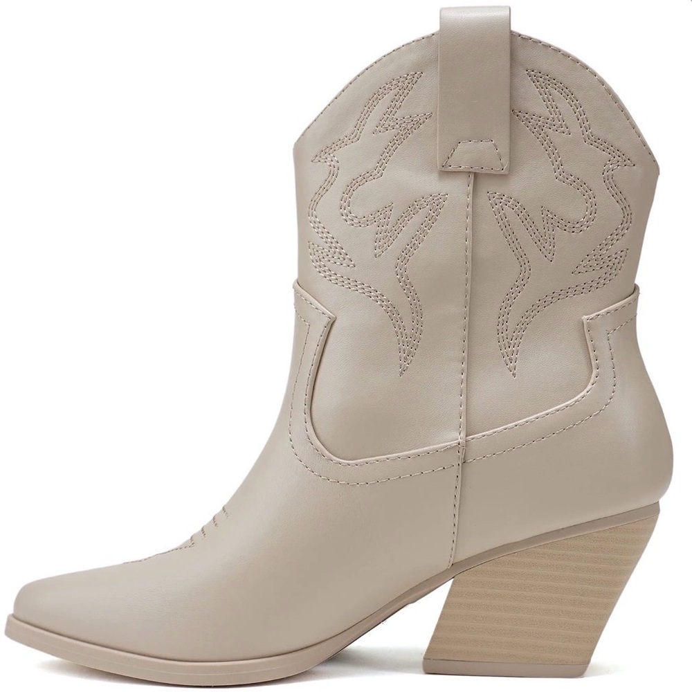 Women's Beige Western Ankle Boots
